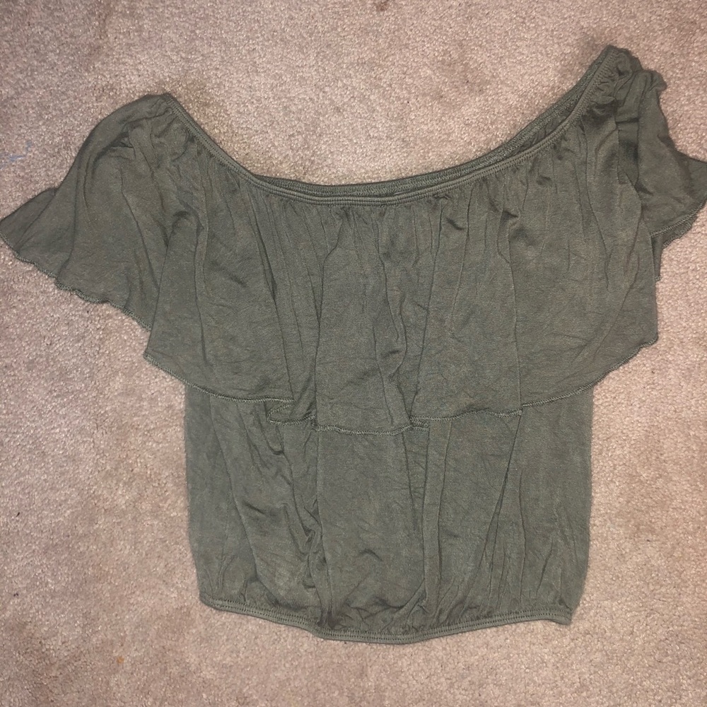 Green off the shoulder top